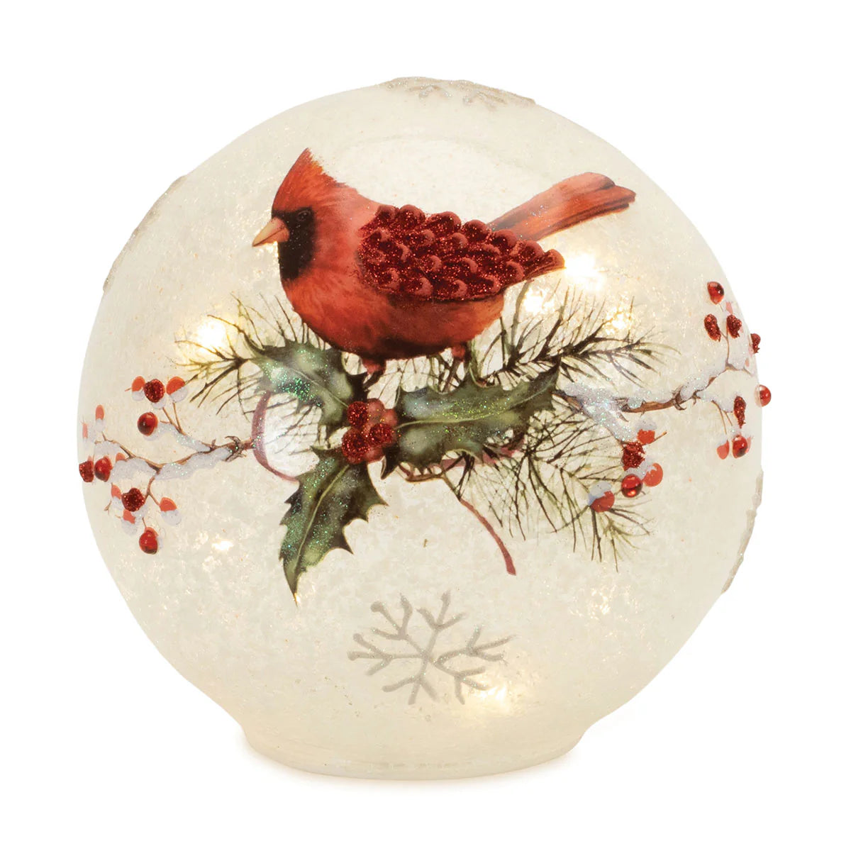 LED Cardinal and Holly Globes (Set of 2)