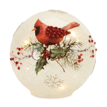 LED Cardinal and Holly Globes (Set of 2)